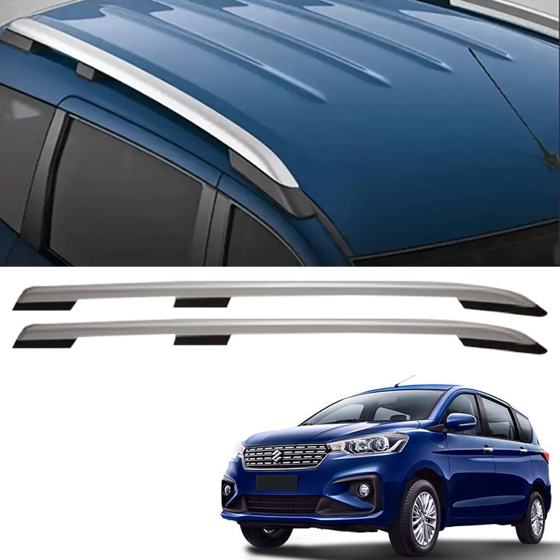 O.E. Type Roof Rail for Ertiga 2018  (Set of 2)|  Silver Black