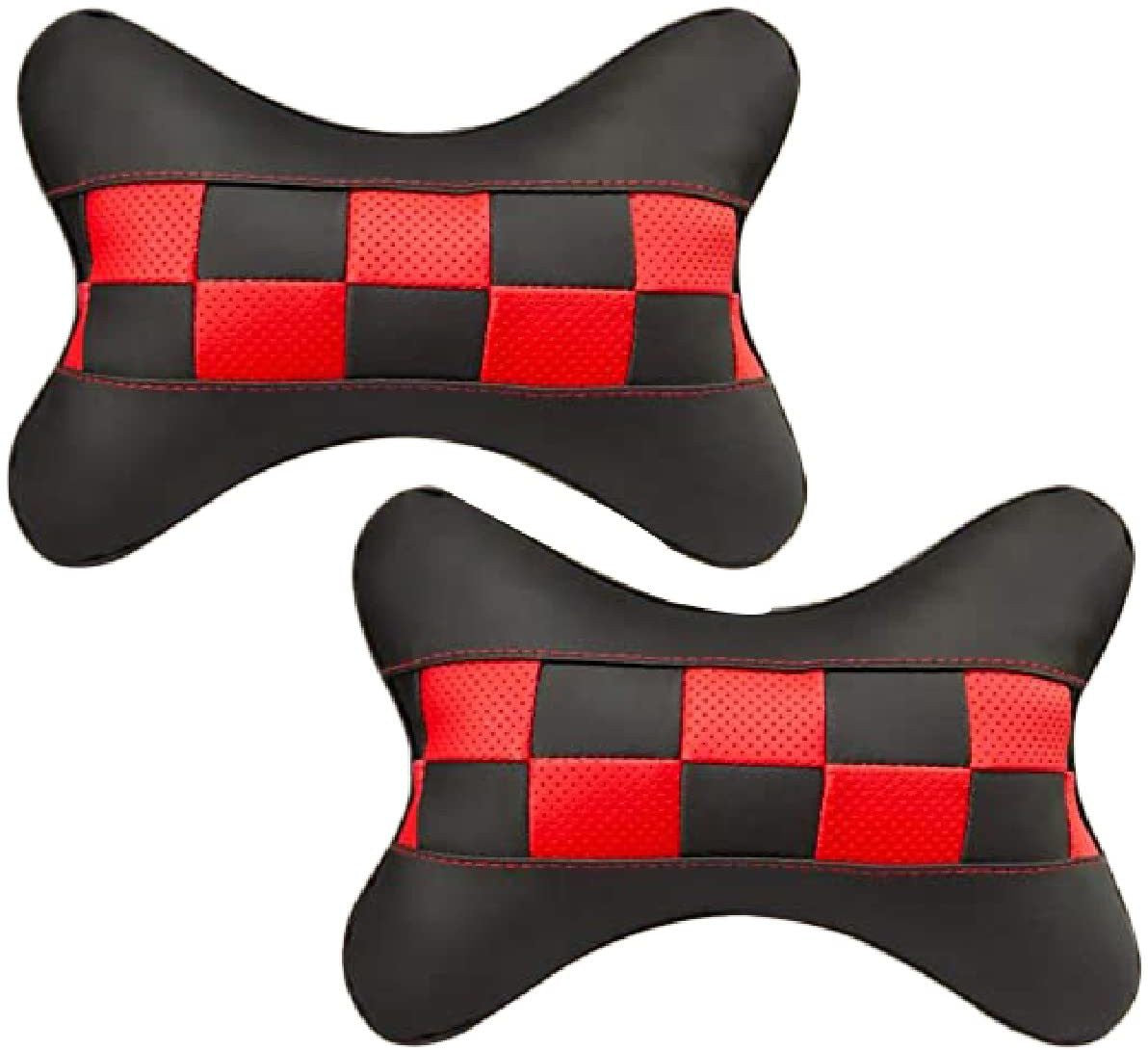 Black, Red Fabric Car Pillow Cushion for Universal For Car (Rectangular)