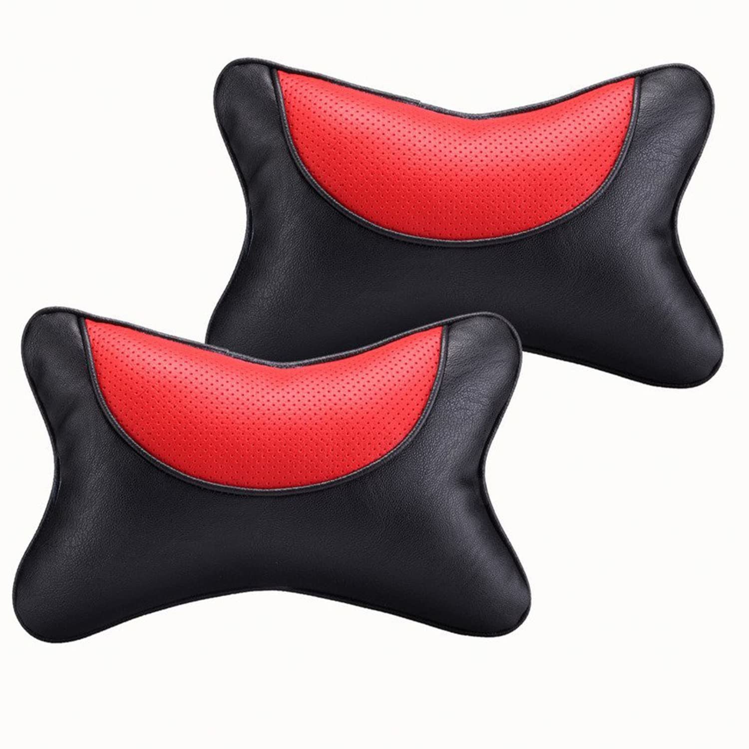 Black, Red Fabric Car Pillow Cushion for Universal For Car (Rectangular, Set of 2)