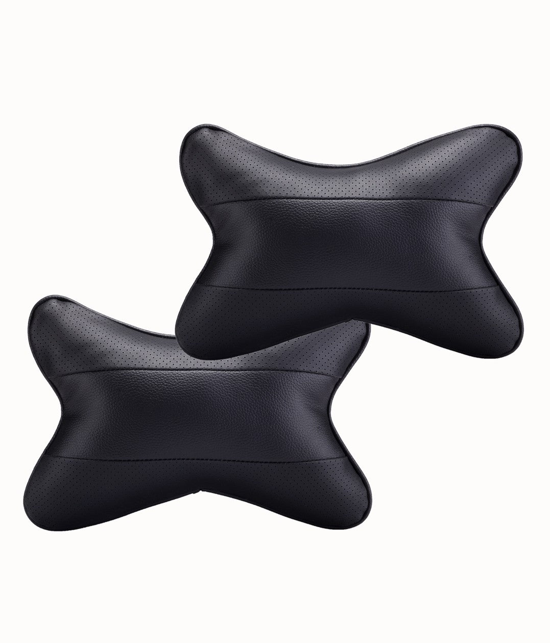 Black Leatherite Car Pillow Cushion for Universal For Car (Rectangular, Pack of 2)