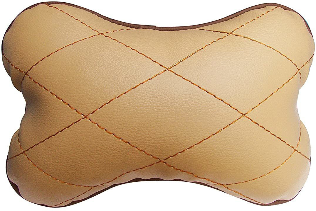 Beige Fabric Car Pillow Cushion for Universal For Car (Rectangular) (Rectangular Set of 2)