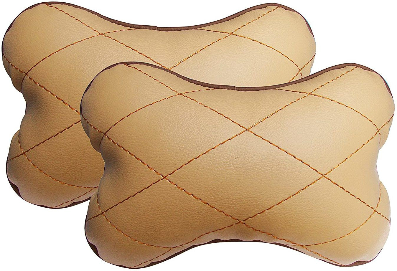 Beige Fabric Car Pillow Cushion for Universal For Car (Rectangular) (Rectangular Set of 2)