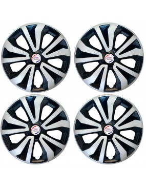 R14 Tiago Black Silver Wheel Cover Set of 4 Pcs